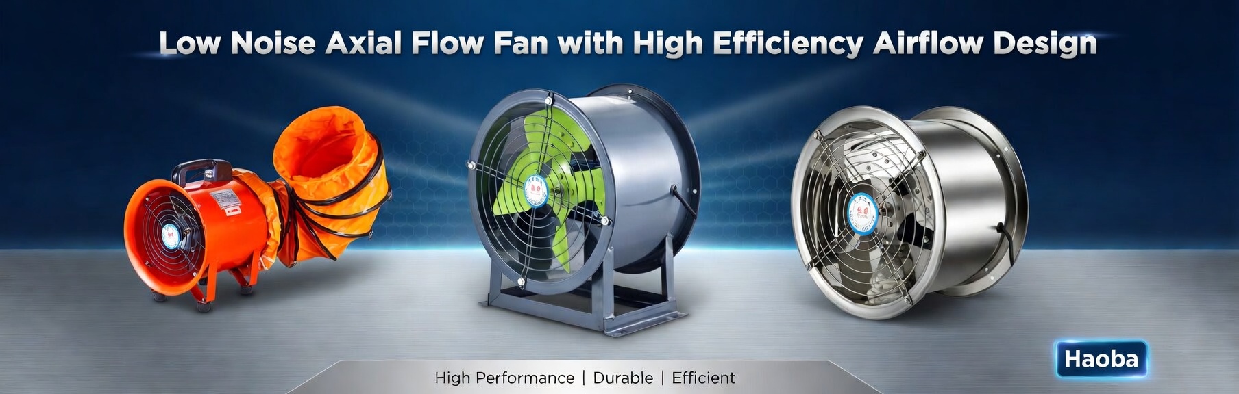 Low Noise Axial Flow Fan with High Efficiency Airflow Design